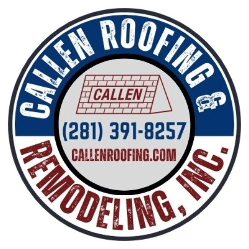 A round logo for callen roofing and remodeling.