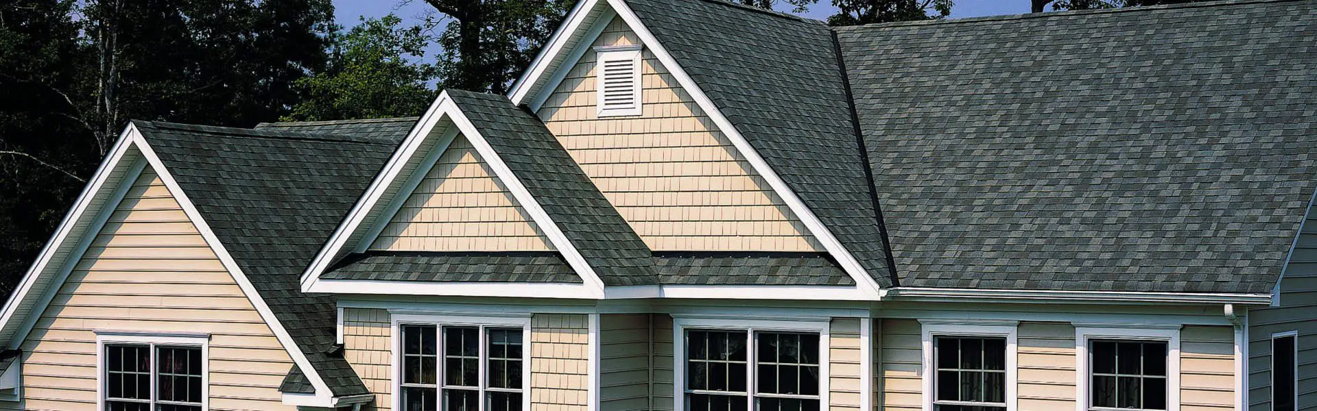 A close up of the roof of a house